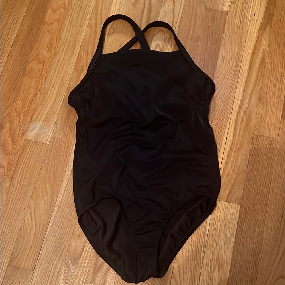 Lands' End Black Women's X-back One Piece Swimsuit size 6 - Picture 3 of 8